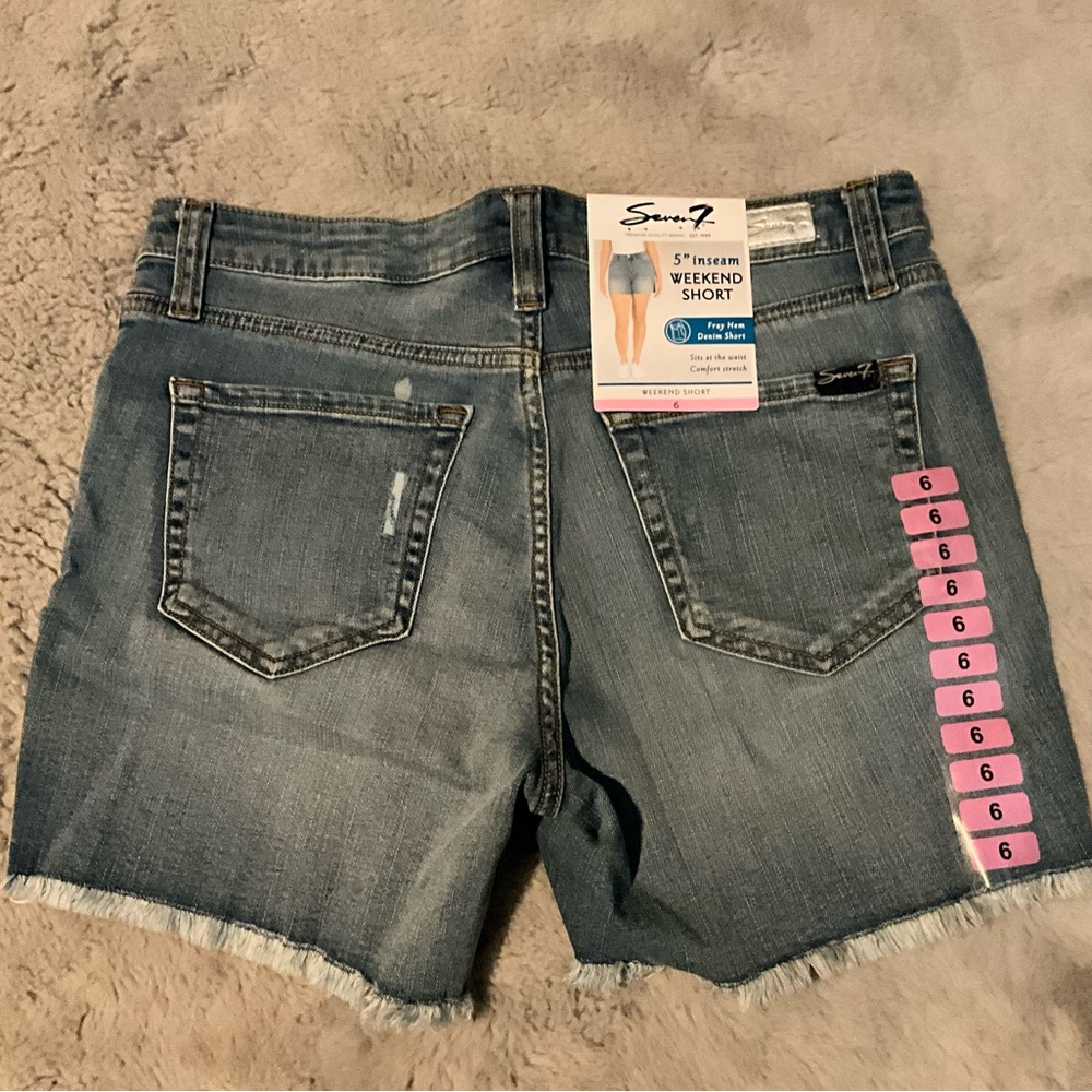 Seven7 Blue Denim Frayed Shorts